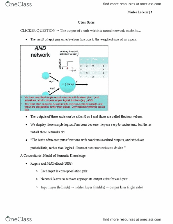 PSYC 2145 Lecture Notes - Lecture 18: Semantic Dementia, Fault Tolerance, Backpropagation thumbnail