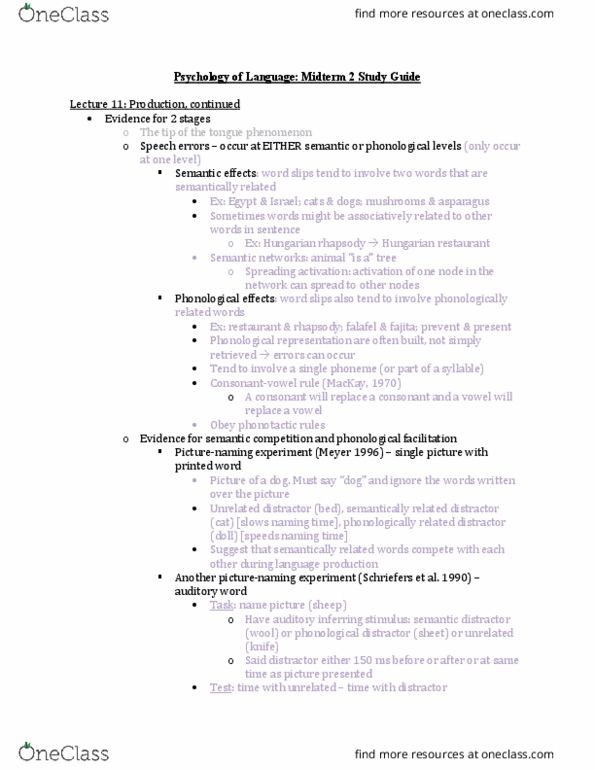 PSYC 432 Lecture Notes - Lecture 11: Semantic Network, Falafel, Phoneme thumbnail