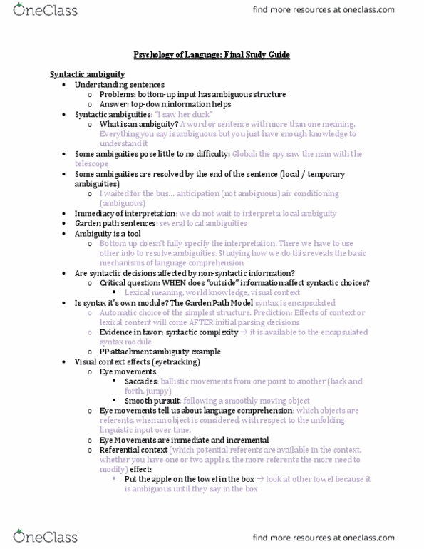 PSYC 432 Lecture Notes - Lecture 22: Parsing, Eye Tracking, Syntactic Ambiguity thumbnail