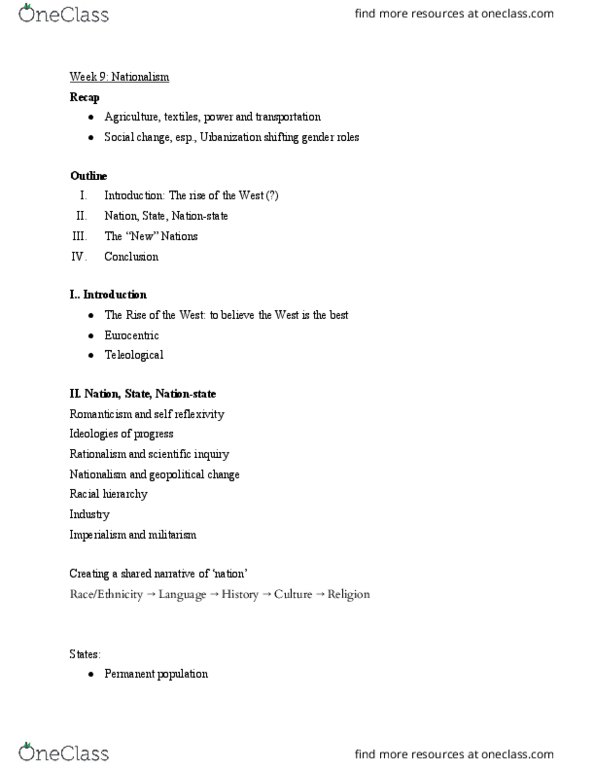 GINS 1000 Lecture Notes - Lecture 9: Eight-Nation Alliance, Nationstates, Tokugawa Shogunate thumbnail