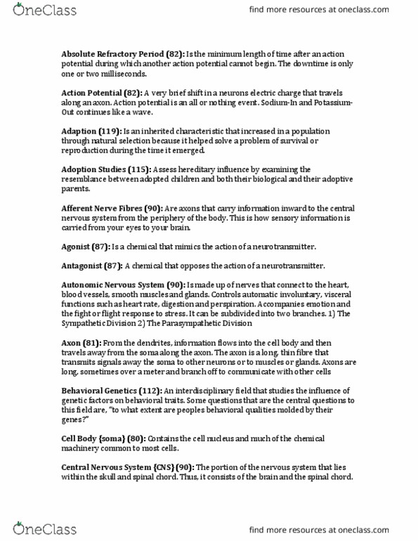 PSYC 1001 Lecture Notes - Lecture 3: Acetylcholine, Andrew Huxley, Transcranial Magnetic Stimulation thumbnail