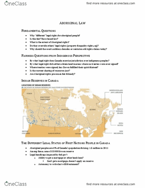 Law 2101 Lecture Notes - Lecture 13: Fiduciary, Musqueam Indian Band, Homestead Acts thumbnail