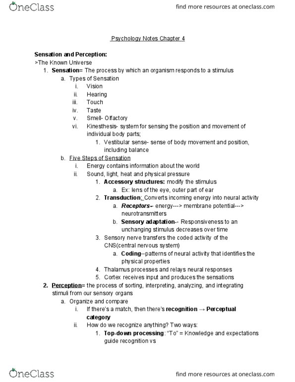 PSY 101 Lecture Notes - Lecture 4: Night Terror, Aspirin, Chemotherapy thumbnail