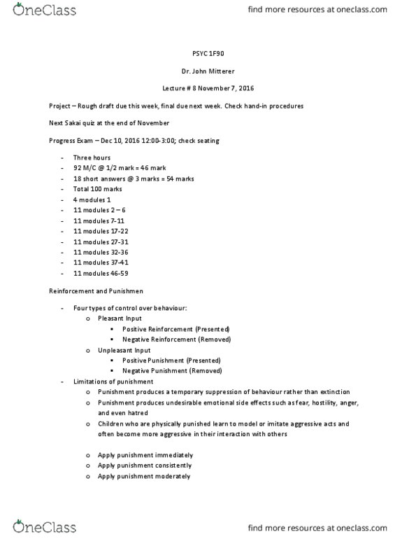 PSYC 1F90 Lecture Notes - Lecture 9: Procedural Memory, Episodic Memory, Explicit Memory thumbnail