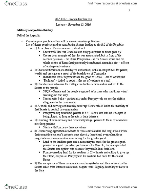 CLA 1102 Lecture Notes - Lecture 17: Noricum, Secutor, Retiarius thumbnail