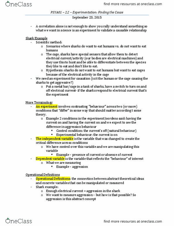 PSYA01H3 Lecture Notes - Lecture 5: Operational Definition thumbnail