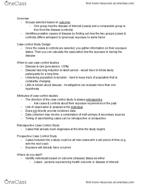 MCC-UE 1040 Lecture Notes - Lecture 15: Recall Bias, Exchangeable Random Variables, Exposure Assessment thumbnail