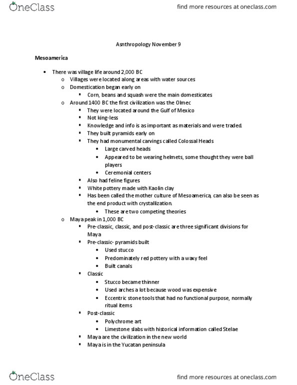 ANT 304 Lecture Notes - Lecture 23: Teotihuacan, Kaolinite, Crystallization thumbnail