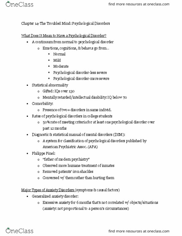 PSY 111 Chapter Notes - Chapter 14: Personality Disorder, Dissociative Disorder, Impulsivity thumbnail