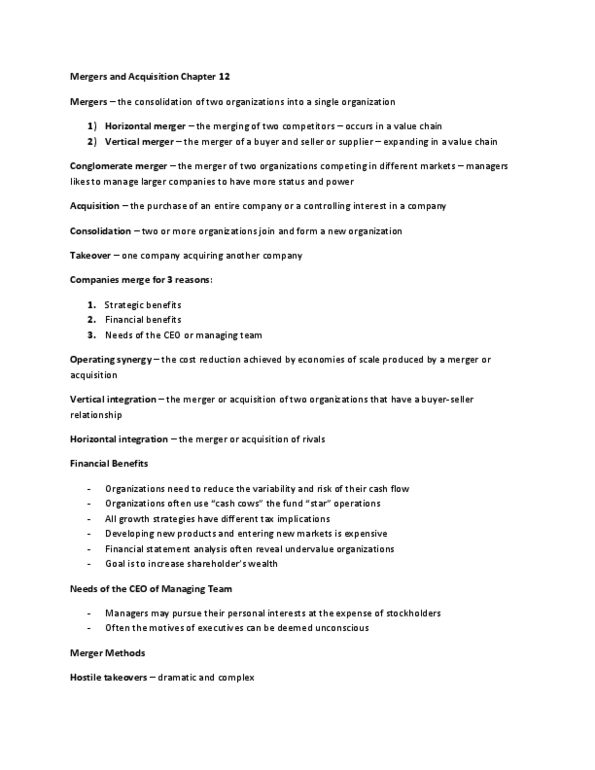 HRM 3430 Lecture Notes - Financial Statement Analysis, Executive Compensation, Strategic Planning thumbnail