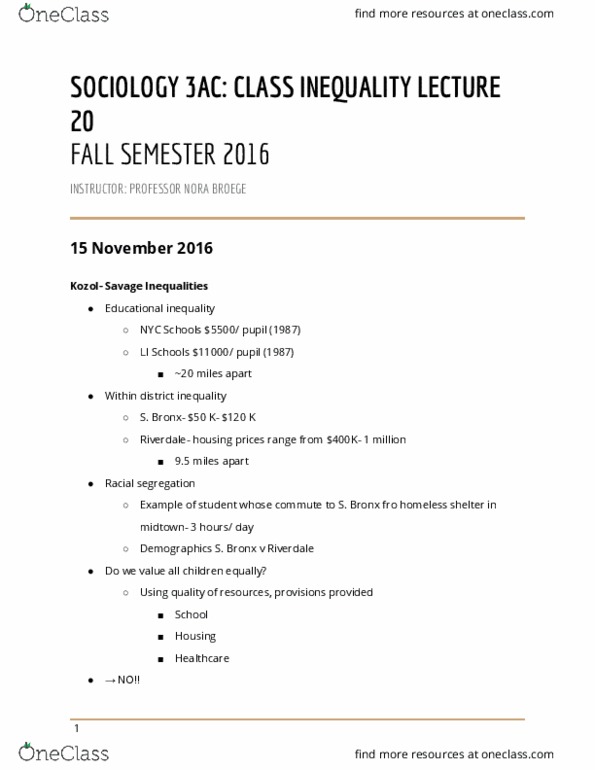 SOCIOL 3AC Lecture Notes - Lecture 20: Steinhardt School Of Culture, Education, And Human Development, Multicultural Education, Social Mobility thumbnail