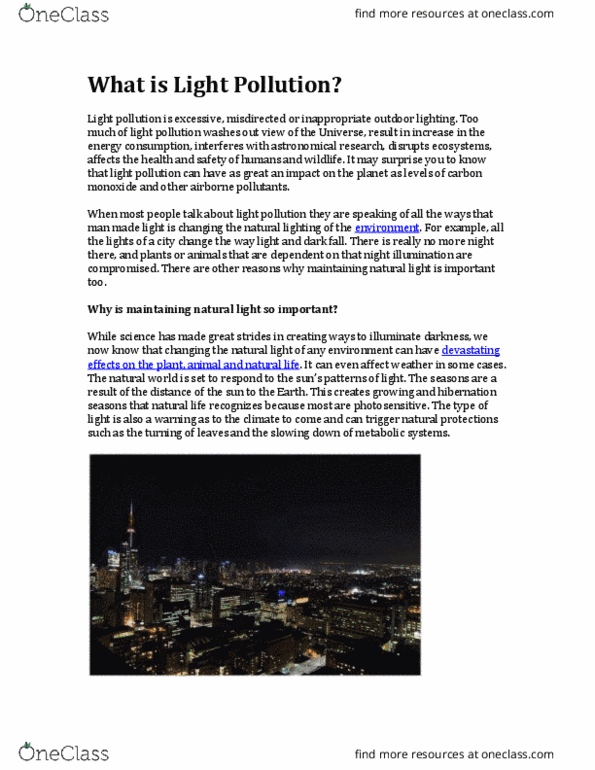 ENSC 13300 Lecture Notes - Lecture 8: Gisele Bündchen, Light Pollution, Seasonal Affective Disorder thumbnail