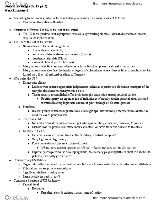 SOC 105 Lecture Notes - Lecture 1: Gerrymandering, Direct Democracy, Homophily thumbnail