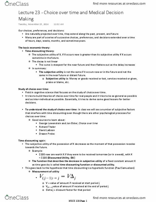 NSCS 320 Lecture Notes - Lecture 23: Taxicab, Richard Thaler, Jon Elster thumbnail