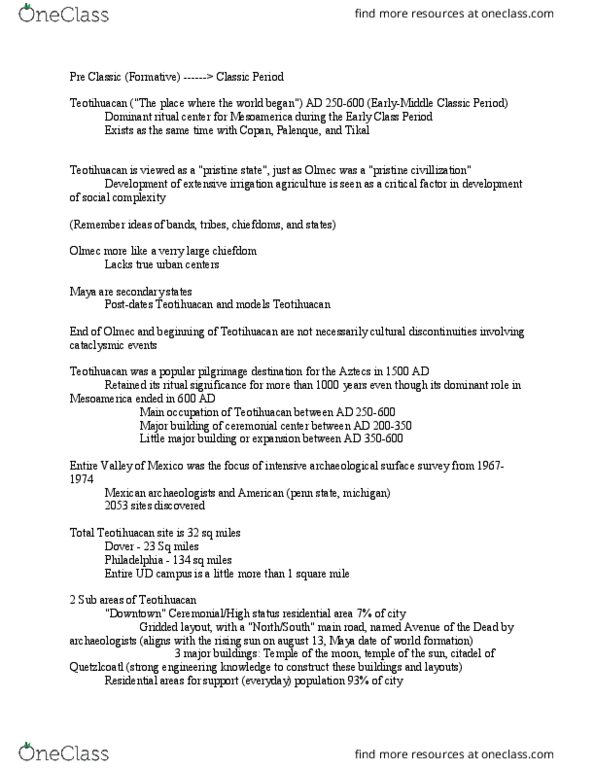 ANTH265 Lecture Notes - Lecture 11: Feldspar, Maya Rulers, Quetzalcoatl thumbnail