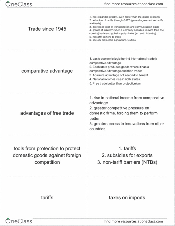 POLSCI 160 Chapter Notes - Chapter 24: World Trade Organization, Free Trade, Comparative Advantage thumbnail
