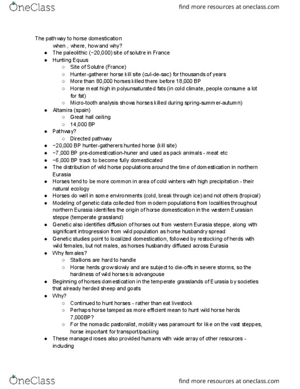 ACBS 160D1 Lecture Notes - Lecture 42: Eurasian Steppe, Wild Horse, Horse Meat thumbnail