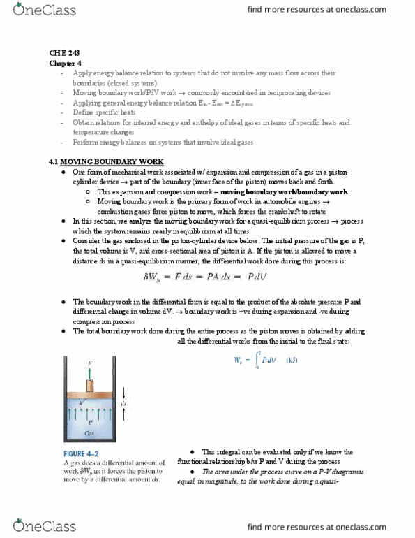 CH E243 Chapter Notes - Chapter 4: Gas Constant, Heat Capacity Ratio, Polytropic Process thumbnail