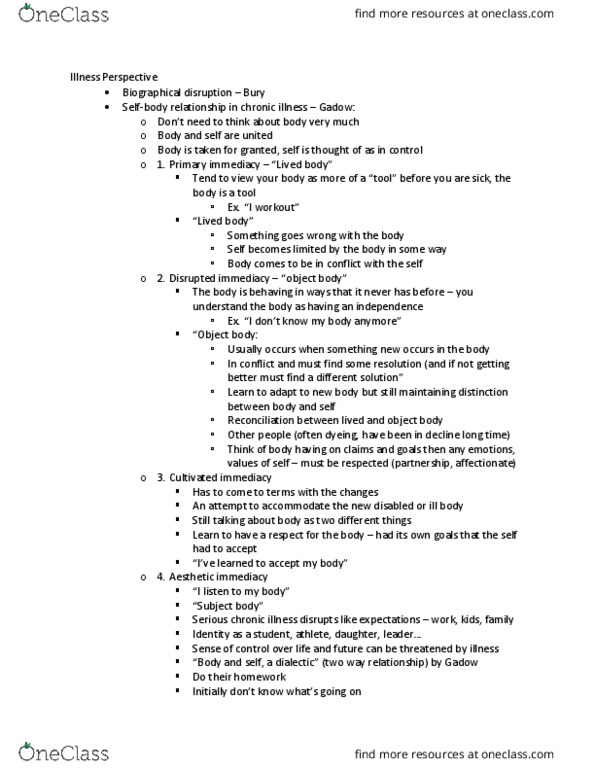 SOSA 2502 Lecture Notes - Lecture 14: Endometriosis, Chronic Pain, Dialectic thumbnail