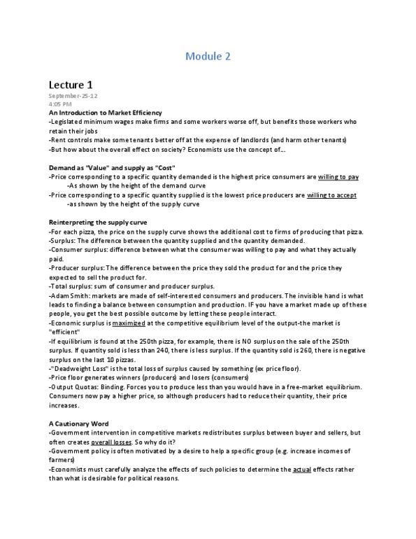 ECON 219 Lecture Notes - Economic Surplus, Price Floor, Demand Curve thumbnail