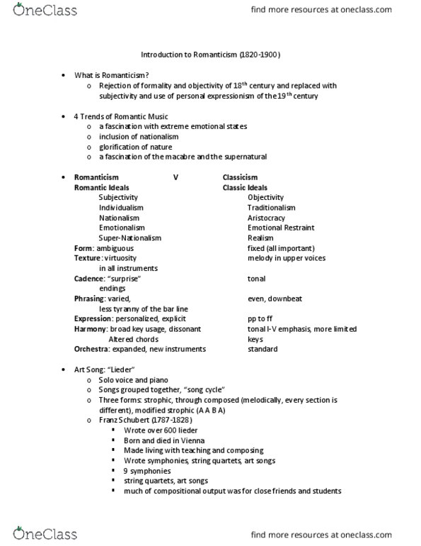 MUS 1030 Lecture Notes - Lecture 2: Italian Unification, Symphonie Fantastique, Song Cycle thumbnail