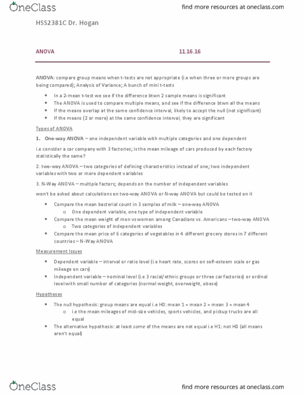 HSS 2381 Lecture Notes - Lecture 9: Squared Deviations From The Mean, Music Therapy, Repeated Measures Design thumbnail