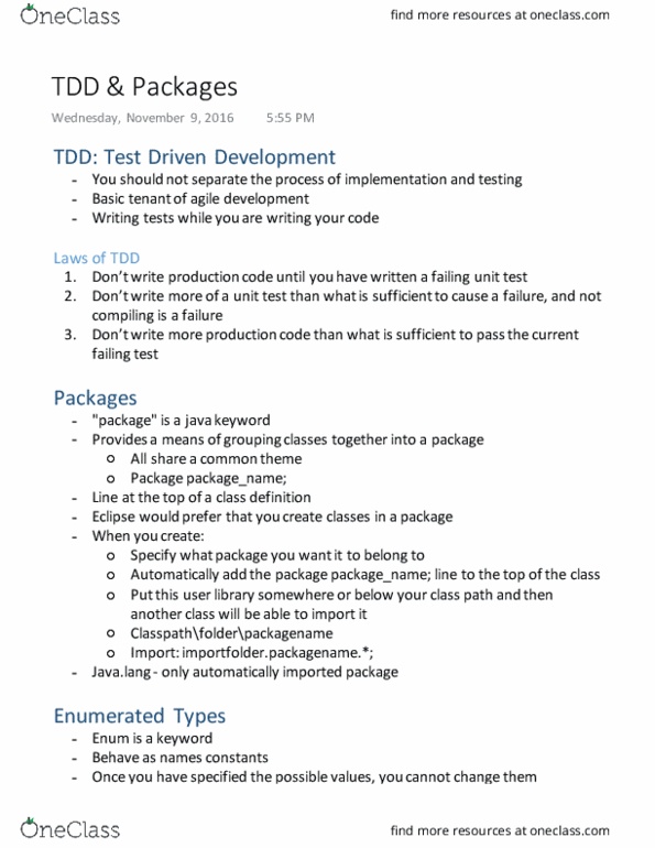 CISC 124 Lecture Notes - Lecture 21: Unit Testing, Agile Software Development thumbnail