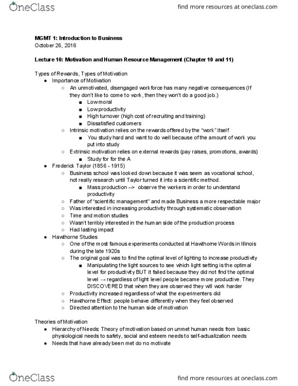 MGMT 1 Lecture Notes - Lecture 10: Reverse Discrimination, National Labor Relations Act, Careerbuilder thumbnail