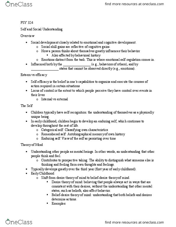 PSY 324 Lecture Notes - Lecture 9: Learned Helplessness, Eye Contact, Conduct Disorder thumbnail