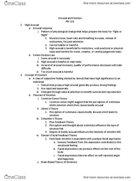 PSY 101 Lecture Notes - Lecture 13: Endorphins, Psy thumbnail