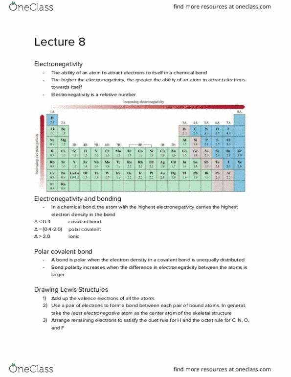 CHEM 1A Lecture Notes - Lecture 8: Octet Rule, Lewis Structure, Zirconium thumbnail