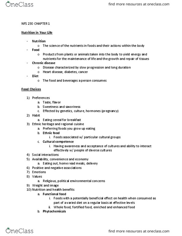 NFS 230 Lecture Notes - Lecture 1: Overnutrition, Nutrient, Dietary Reference Intake thumbnail
