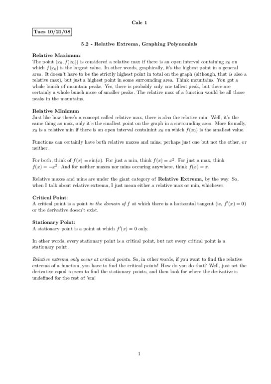 MAT237Y1 Lecture Notes - Maxima And Minima, Classification Of Discontinuities, Polynomial Long Division thumbnail