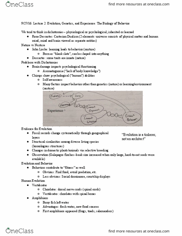 PSYCH 15 Lecture Notes - Lecture 2: Zygote, Meiosis, Tabula Rasa thumbnail