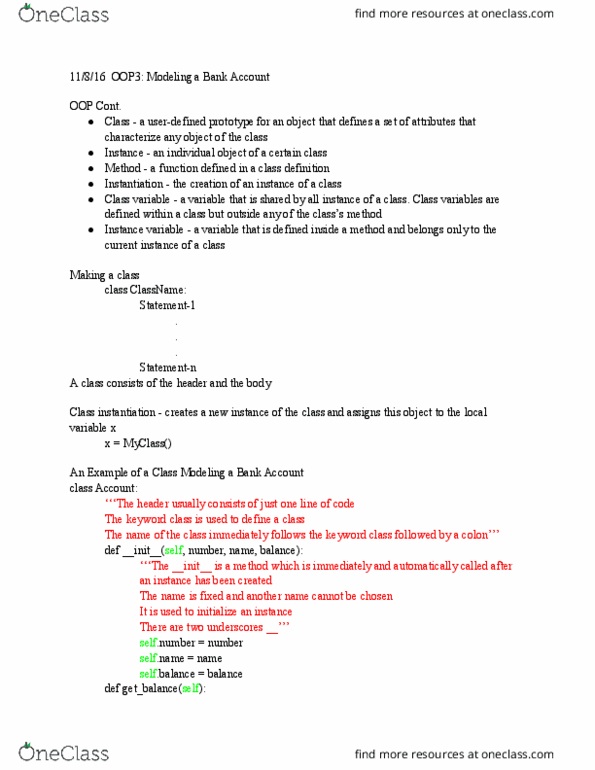 CSE 1010 Lecture Notes - Lecture 13: Class Variable, Instance Variable, Local Variable thumbnail