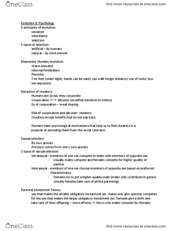 PSYCH101 Lecture Notes - Lecture 5: Internal Fertilization, Placenta thumbnail