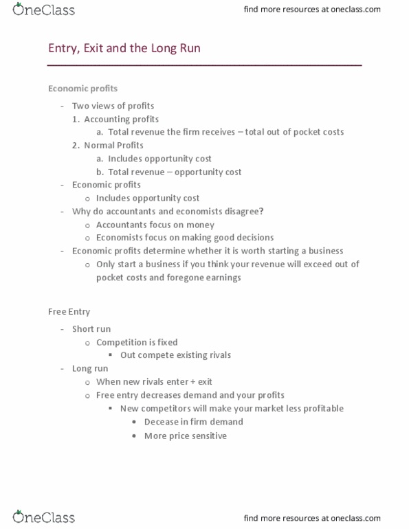 ECON 101 Chapter Notes - Chapter 14: Opportunity Cost, Switching Barriers, Red Tape thumbnail