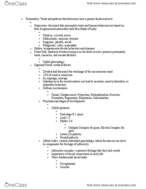 PSYC 002 Lecture Notes - Lecture 12: Julian Rotter, Carl Jung, Electra Complex thumbnail