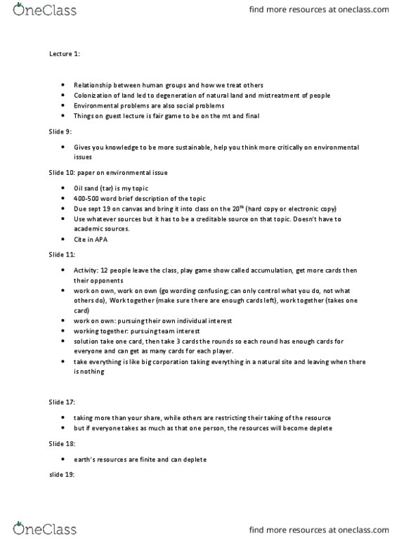 PSYC 366 Lecture Notes - Lecture 1: Oil Sands, High Standard Manufacturing Company, Social Psychology thumbnail