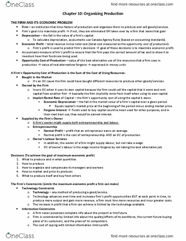 ECON101 Chapter Notes - Chapter 10: Limited Liability, Economic Efficiency, Opportunity Cost thumbnail