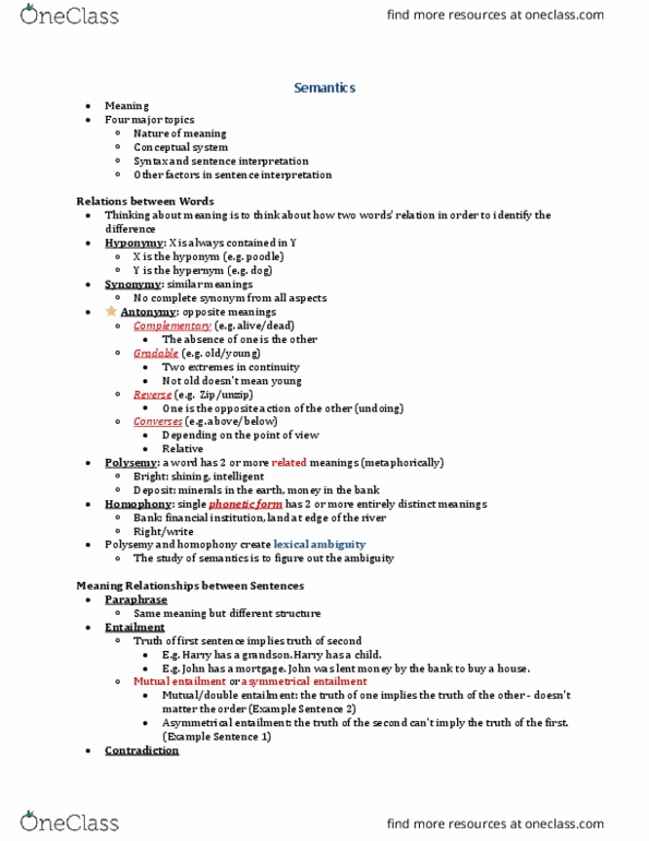 Anthropology 1027A/B Lecture Notes - Lecture 9: Hyponymy And Hypernymy, Homophony, Conceptual System thumbnail