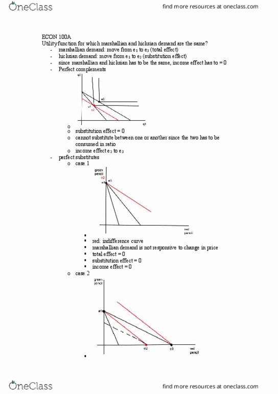 ECON 100A Lecture Notes - Lecture 21: Hicksian Demand Function, Substitute Good, Indifference Curve thumbnail