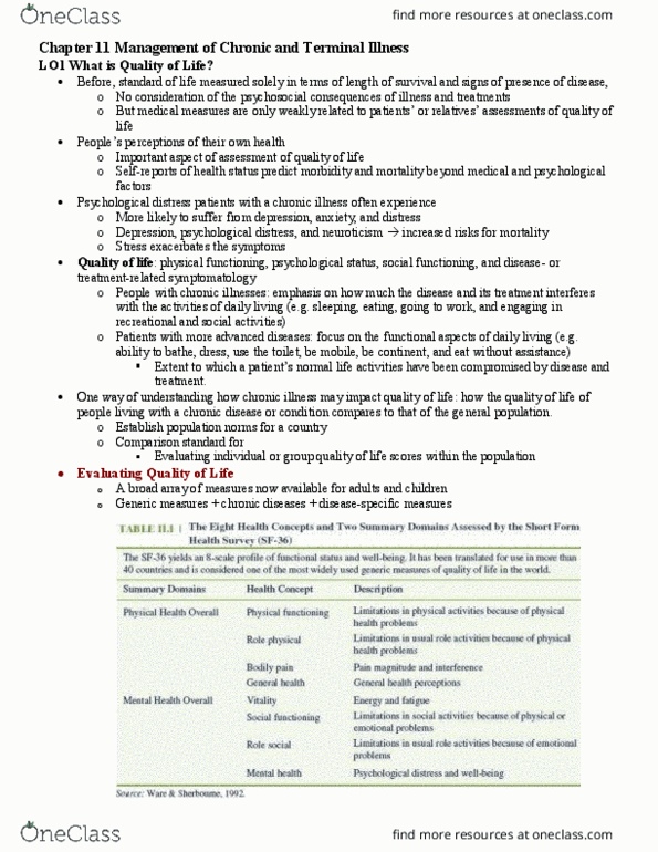 PSYC 328 Chapter Notes - Chapter 11: Chronic Obstructive Pulmonary Disease, Terminal Illness, Medically Unexplained Physical Symptoms thumbnail