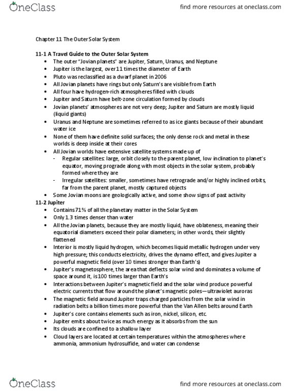 AST-1001 Chapter Notes - Chapter 11: Van Allen Radiation Belt, Ammonium Hydrosulfide, Solar Wind thumbnail