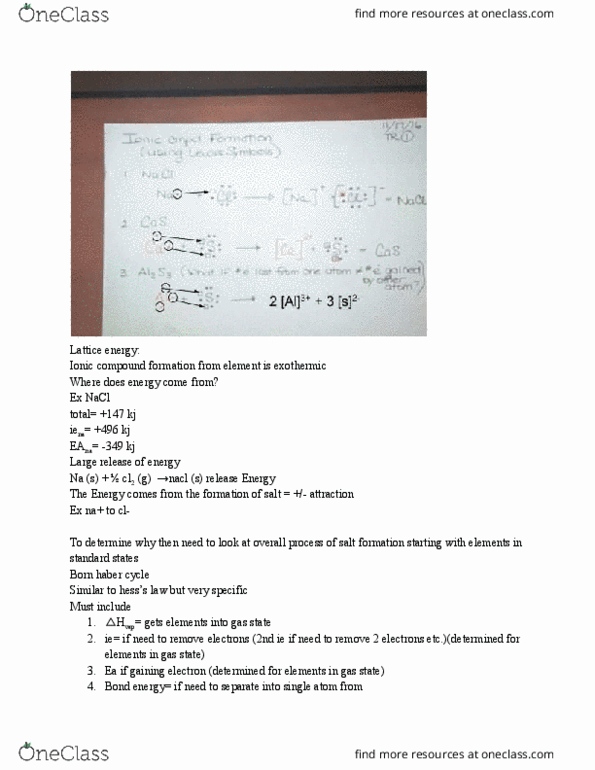 CHM 143 Lecture Notes - Lecture 22: Ionic Radius, Lewis Structure, Lattice Energy thumbnail