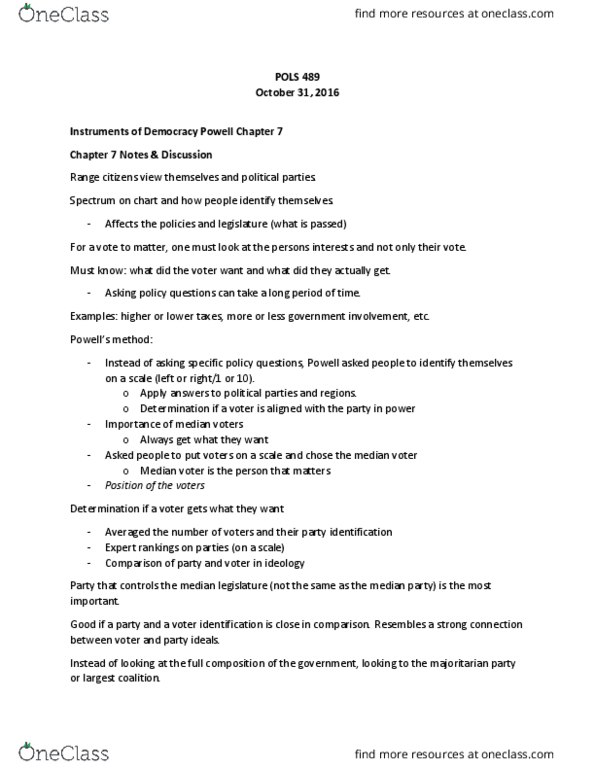 POLS 489 Lecture Notes - Lecture 13: Weighted Arithmetic Mean thumbnail