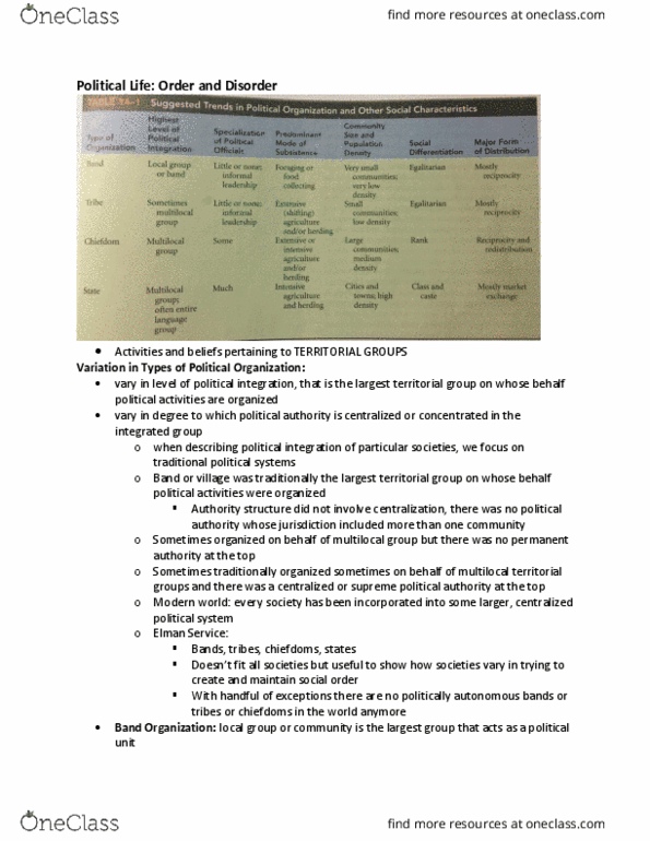 ANTH 212 Chapter Notes - Chapter 13: Elman Service, Animal Husbandry, Segmentary Lineage thumbnail