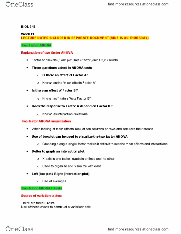 BIOL 243 Lecture Notes - Lecture 11: Complement Factor B, Analysis Of Variance, Box Plot thumbnail