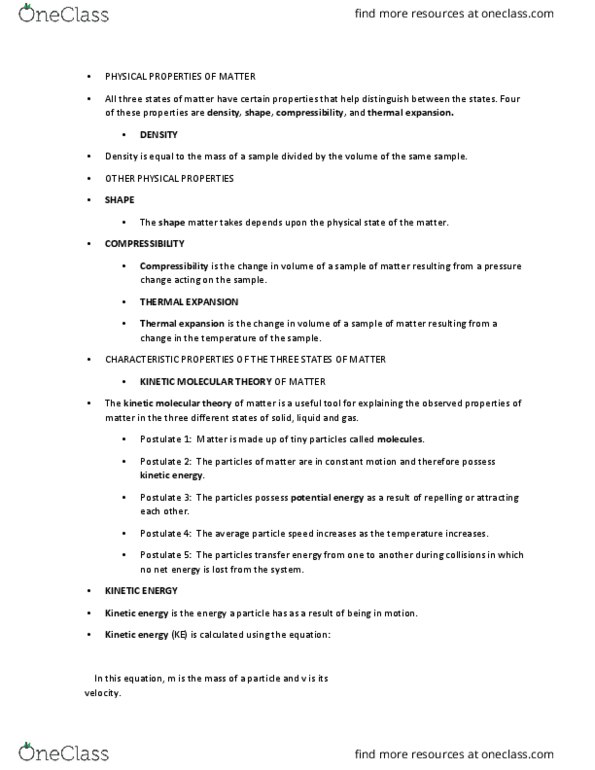 CHY 104 Lecture Notes - Lecture 6: Combined Gas Law, Kinetic Theory Of Gases, Kelvin thumbnail