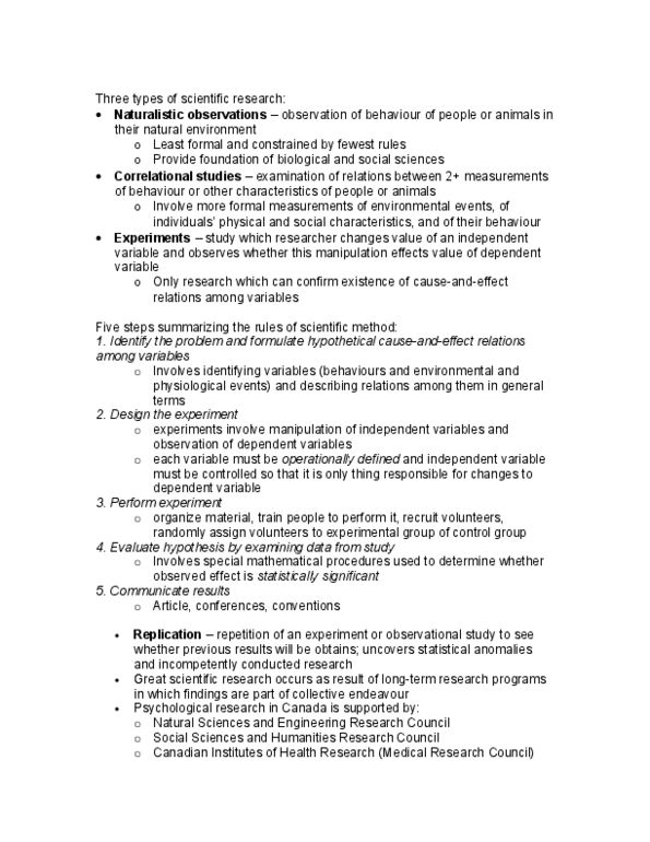 PSYC 3P61 Lecture Notes - Inter-Rater Reliability, Confounding, Dependent And Independent Variables thumbnail